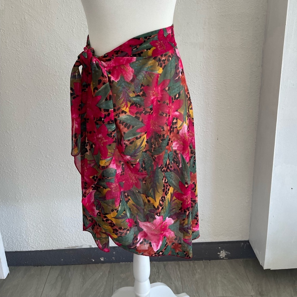 Allure Pink and Green Floral Swim Sarong